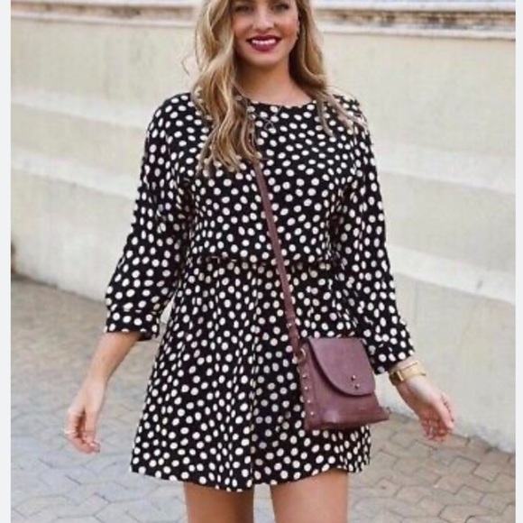 Zara Micro Dot Dress With Pockets Size Medium - Picture 1 of 6